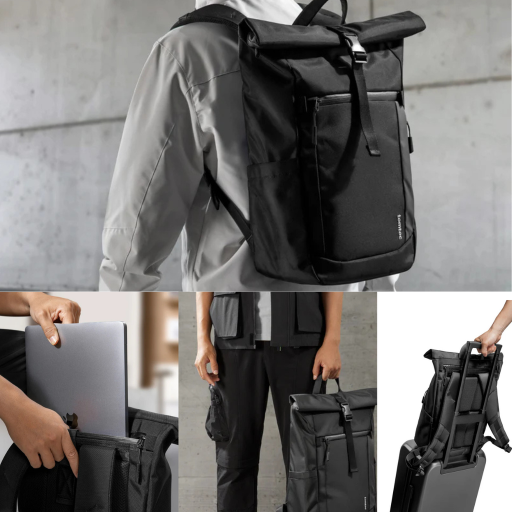 TOMTOC NAVIGATORT61 ROLLTOP BACKPACK 25-30L - BLACK