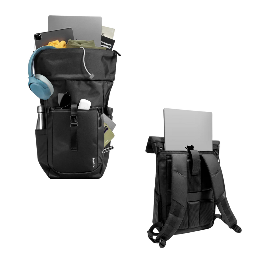 TOMTOC NAVIGATORT61 ROLLTOP BACKPACK 25-30L - BLACK