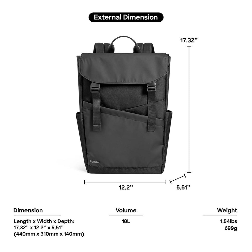 TOMTOC Slash-T64 Flip Laptop Backpack M - Meteorite