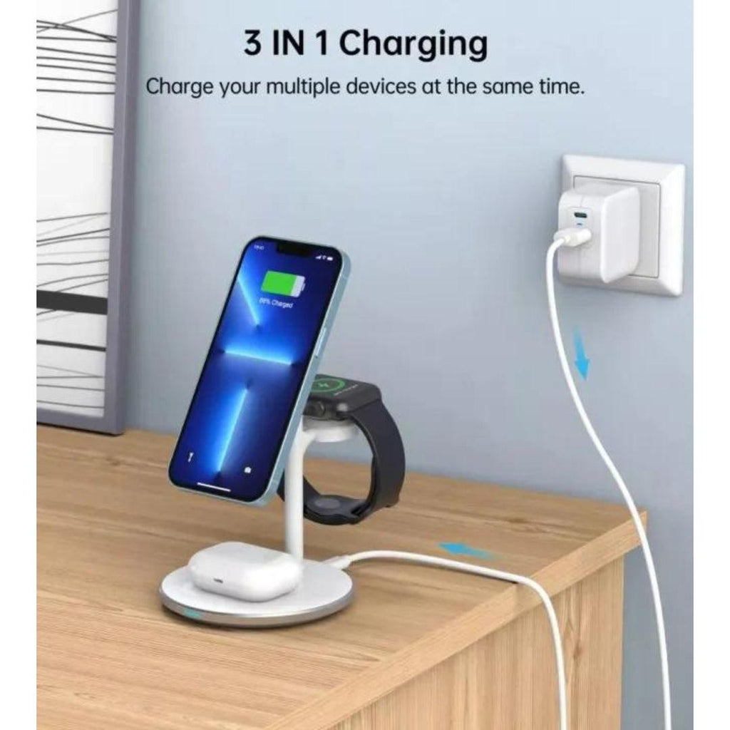 CHOETECH T585-F 3-in-1 15W Magnetic Wireless Charging Stand (Magleap Duo) - Kedaiku