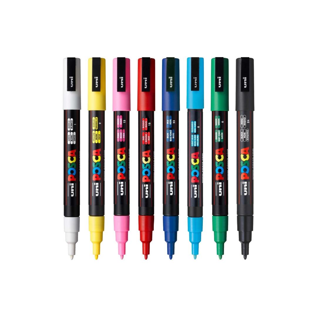 Uni POSCA Marker Pen PC-3M Fine Set of 8 Colours - Kedaiku