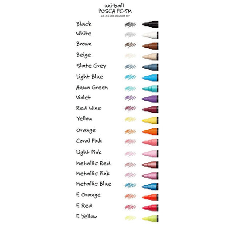 Uni POSCA Marker Pen PC-5M Medium Set of 16 Assorted Colours - Kedaiku