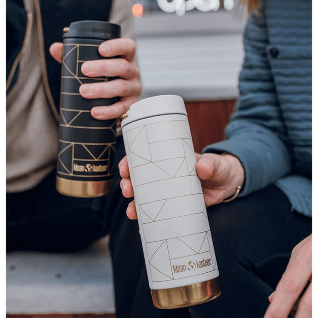 Klean Kanteen TKwide 16oz w/Cafe Cap - Geometric Gold - Kedaiku